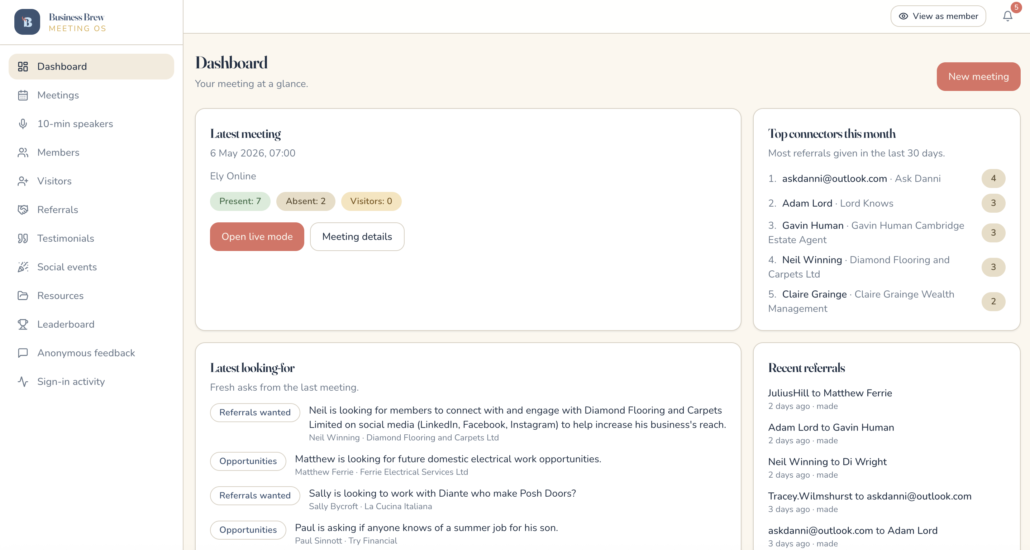 Business Brew networking app